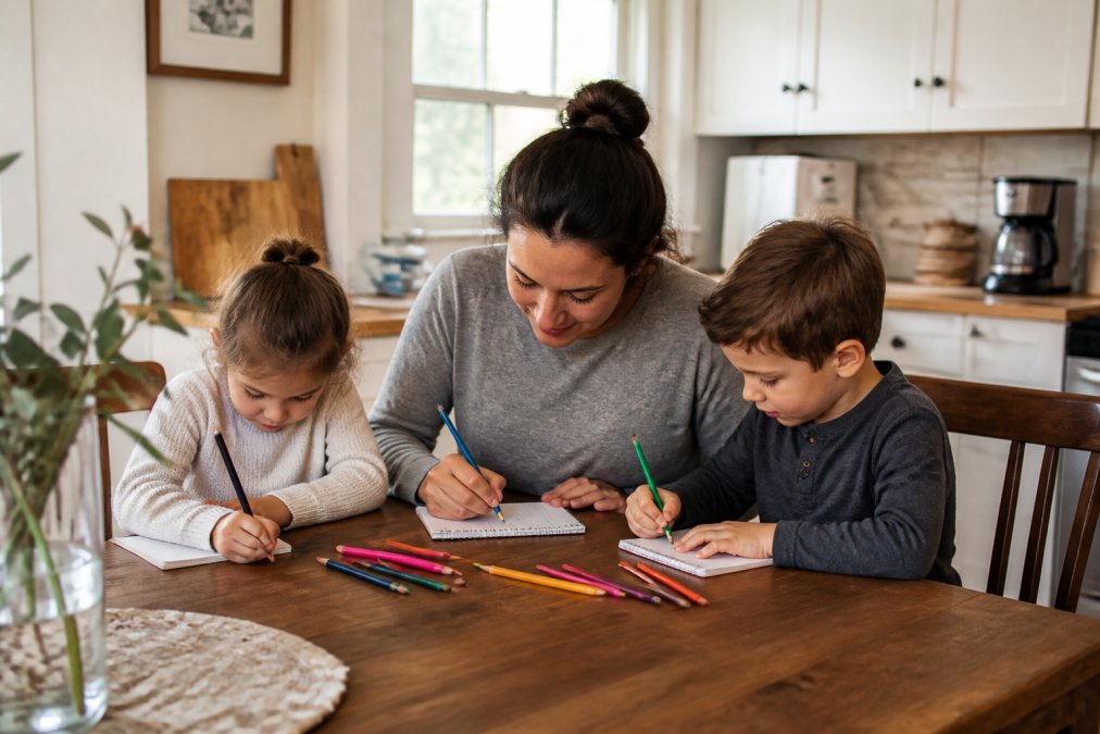 Infographic process showing how to teach kids about gratitude through daily journaling activities at home.