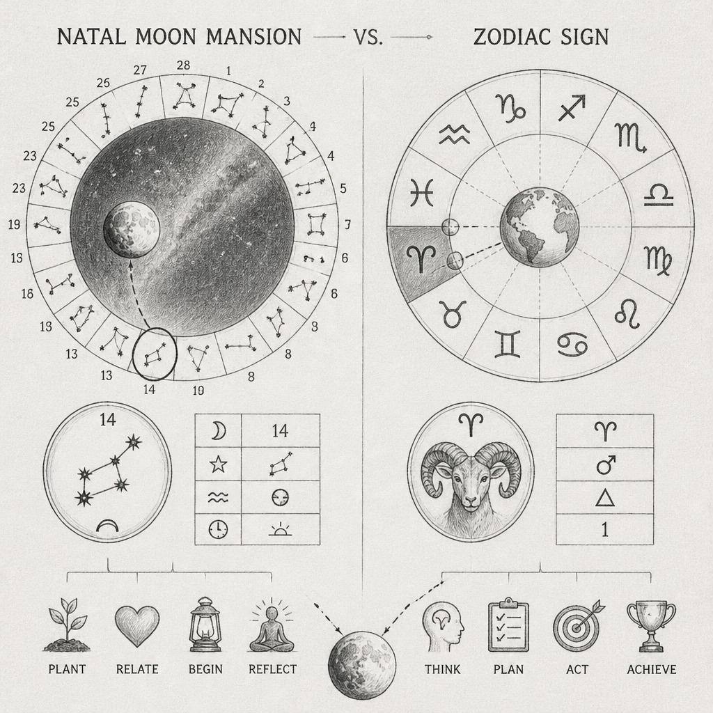 How to Tell a Natal Moon Mansion From a Zodiac Sign