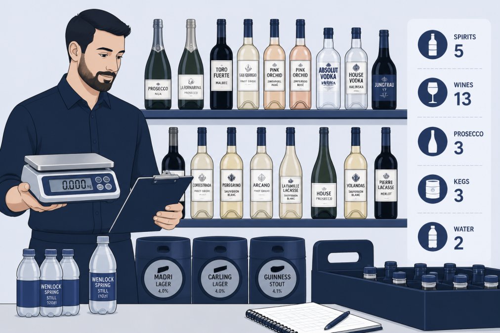 Professional illustration showing Bar for track drinks stock manually