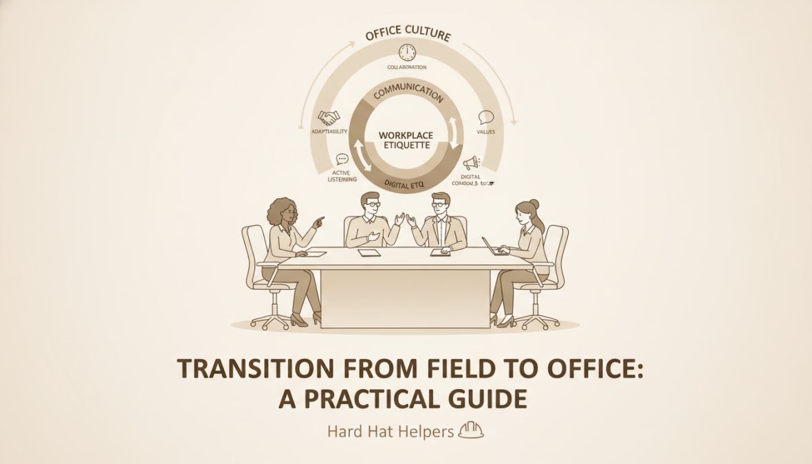 Professional illustration showing how to transition from field to office