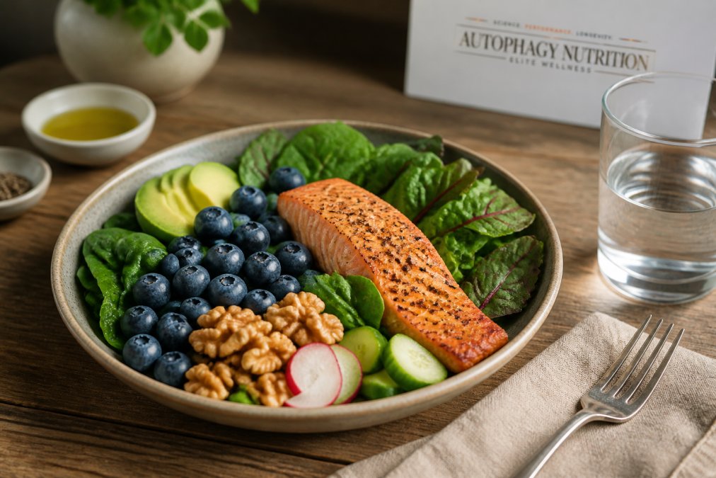 Infographic showing essential foods to help treat inflammation, including salmon, berries, and leafy greens.