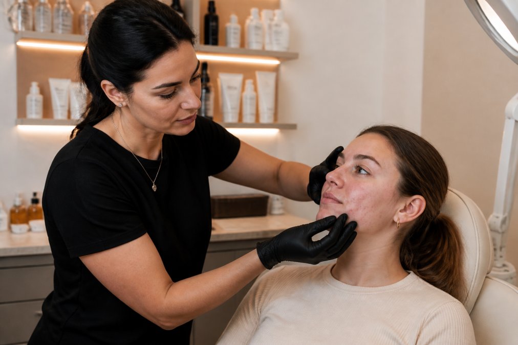 Professional illustration showing Licensed for treat teen acne