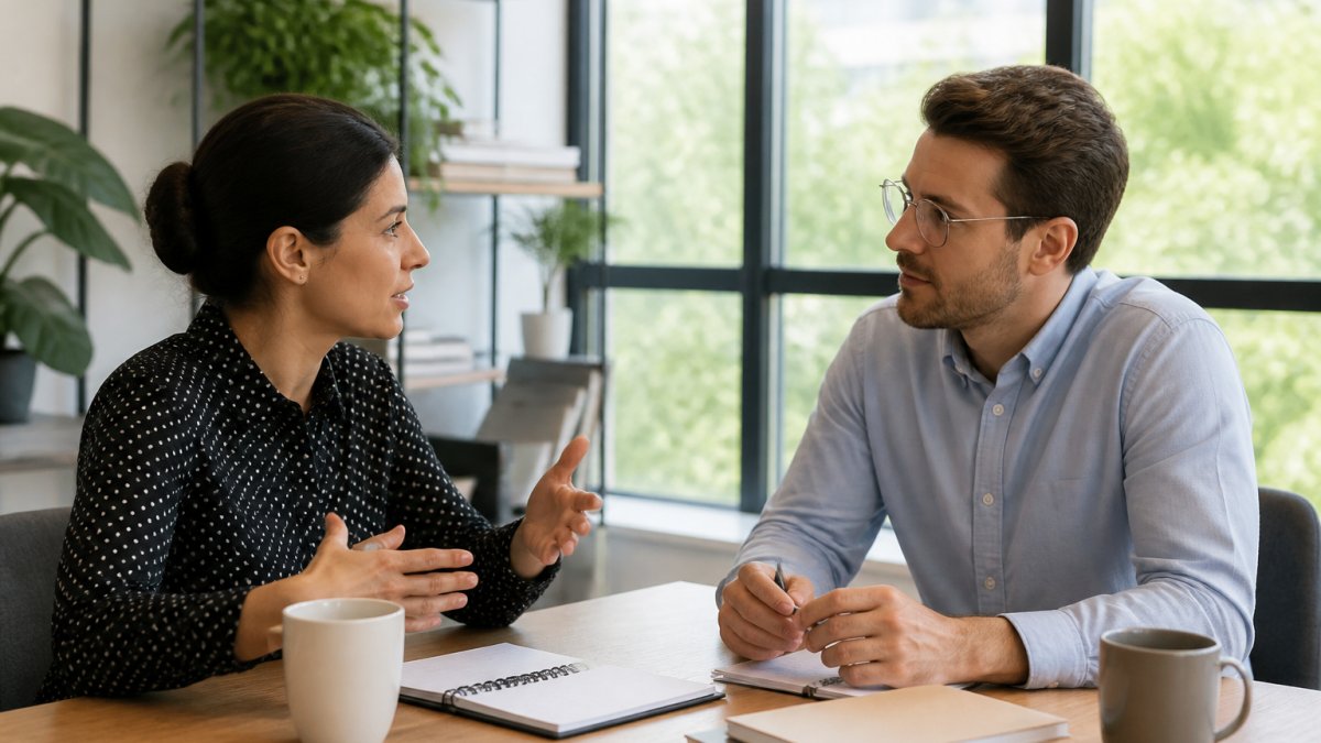 Step-by-step infographic showing how to use DISC profiles for conflict resolution through a focused conversation