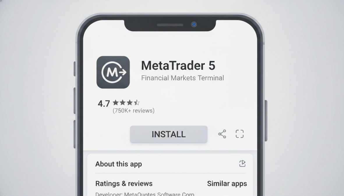 Professional illustration showing how to use MT5 on mobile device
