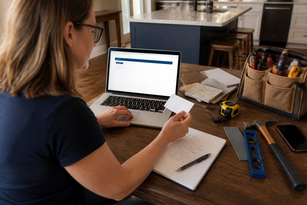 Homeowner using the SC LLR license lookup tool to verify contractor insurance details before hiring.
