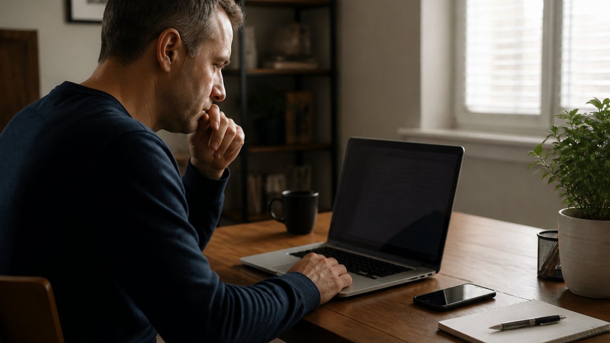 Trader reviewing a live account statement to verify forex trading performance in a home office.