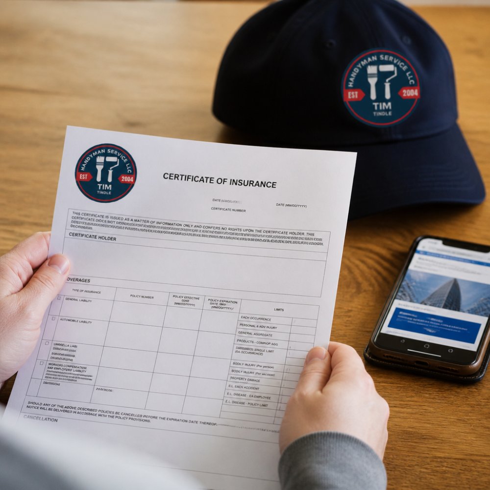 Step-by-step visual guide for verify handyman insurance