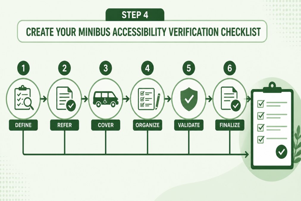 Process diagram showing steps for Step for verify minibus accessibility