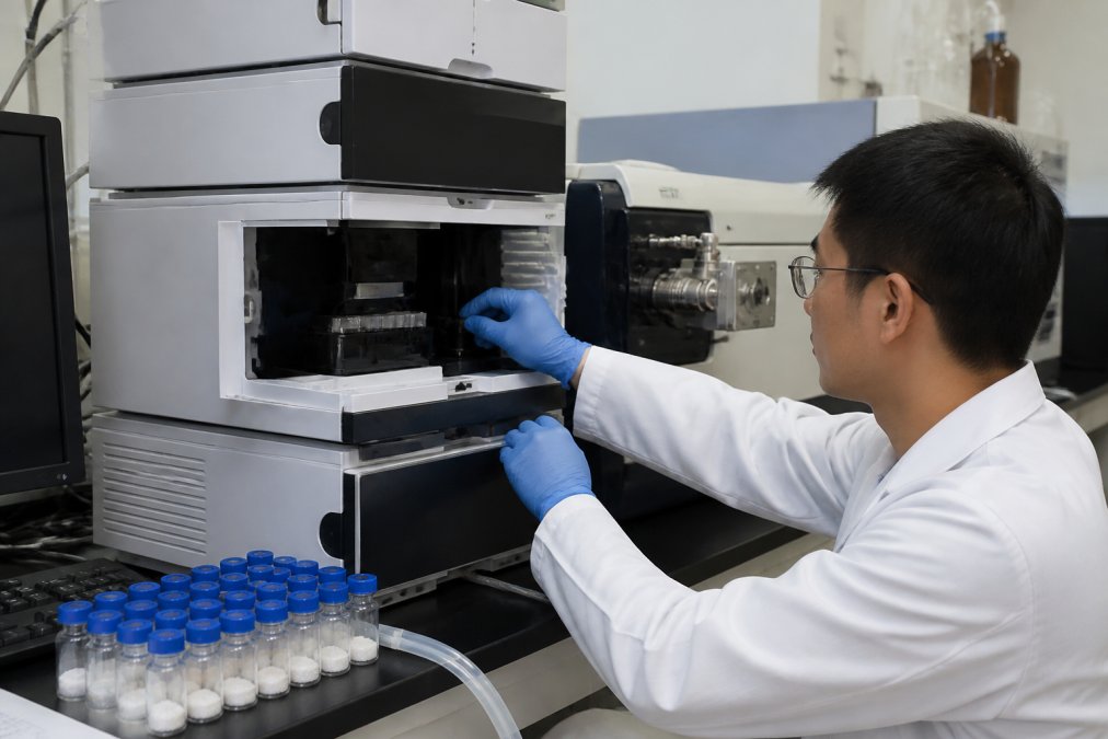 Side-by-side comparison of Close, HPLC for verify peptide purity