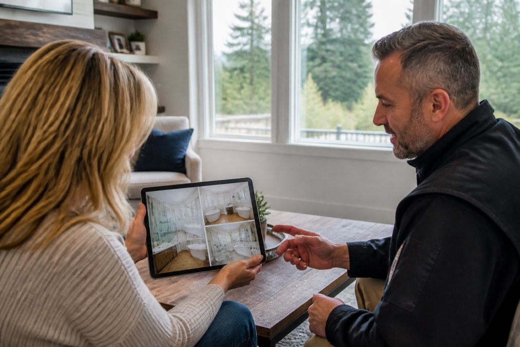 Professional illustration showing vet a home contractor
