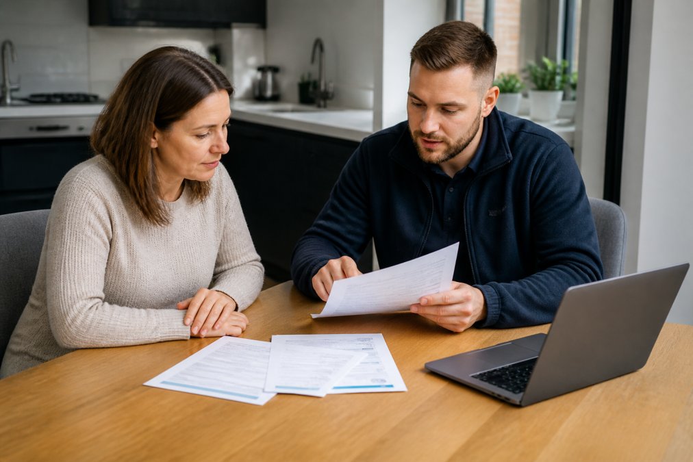 Customer reviewing a cleaning company quotation and insurance documents