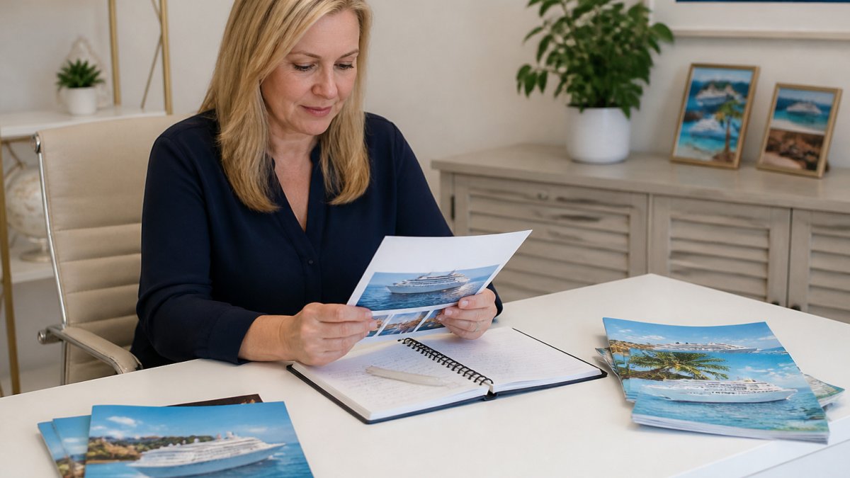 Home-based travel advisor reviewing a booking on a laptop to learn how travel agents get paid through commissions.