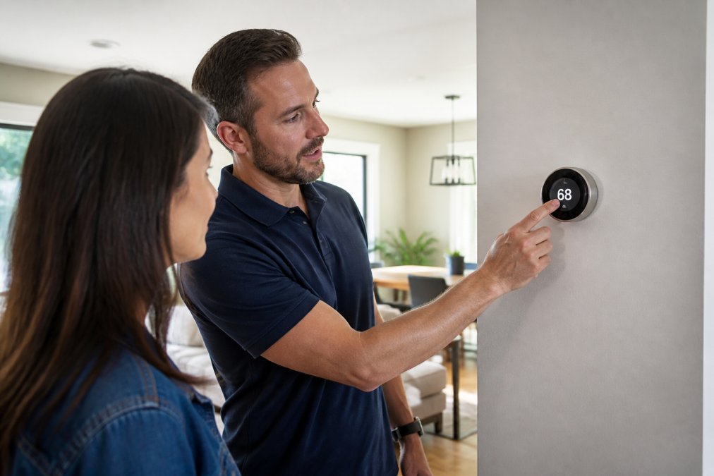 Infographic of smart thermostat data for HVAC design for energy efficient homes showing usage patterns