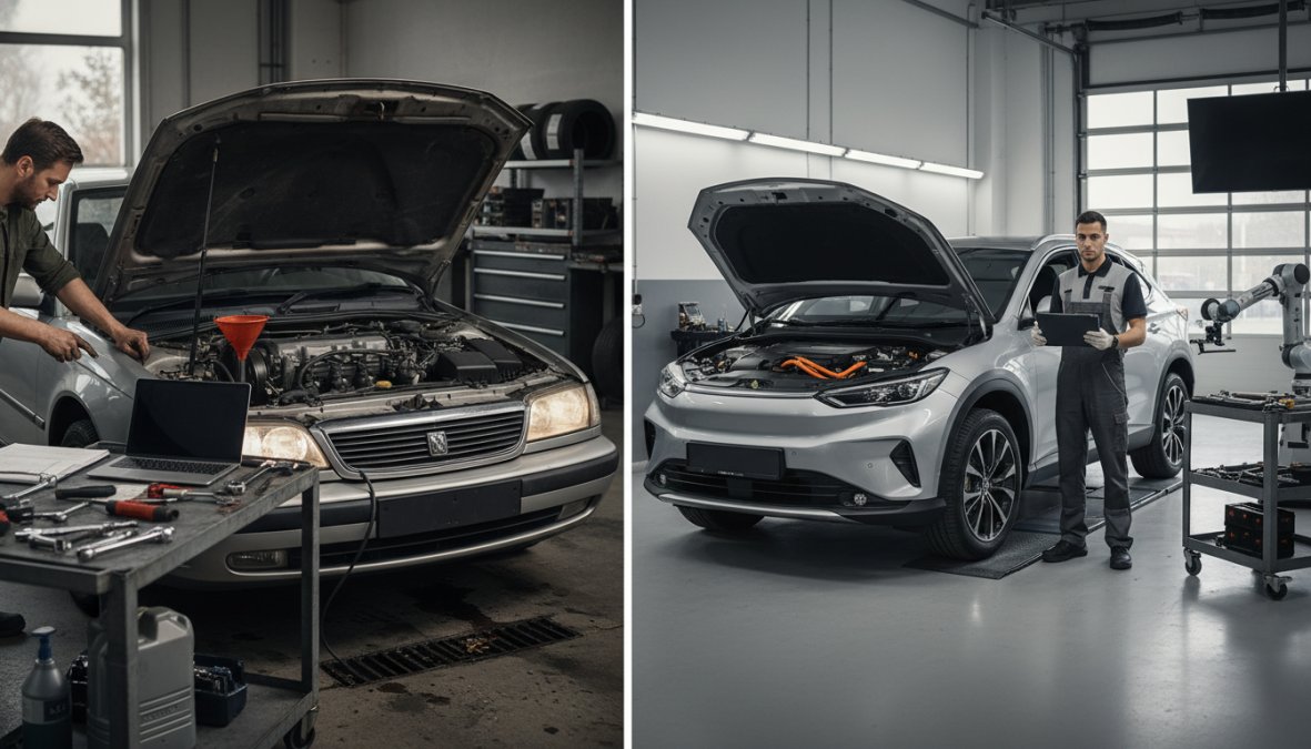 Side-by-side comparison of Close for hybrid vehicle maintenance vs petrol cars