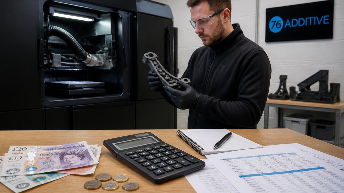 Technician in a workshop inspecting a part to explain industrial 3d printing service pricing factors