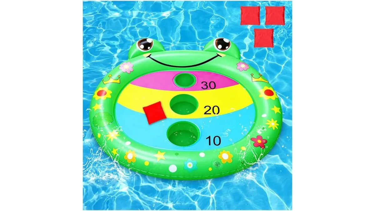 Inflatable Frog Pool Cornhole Game for Kids & Families
