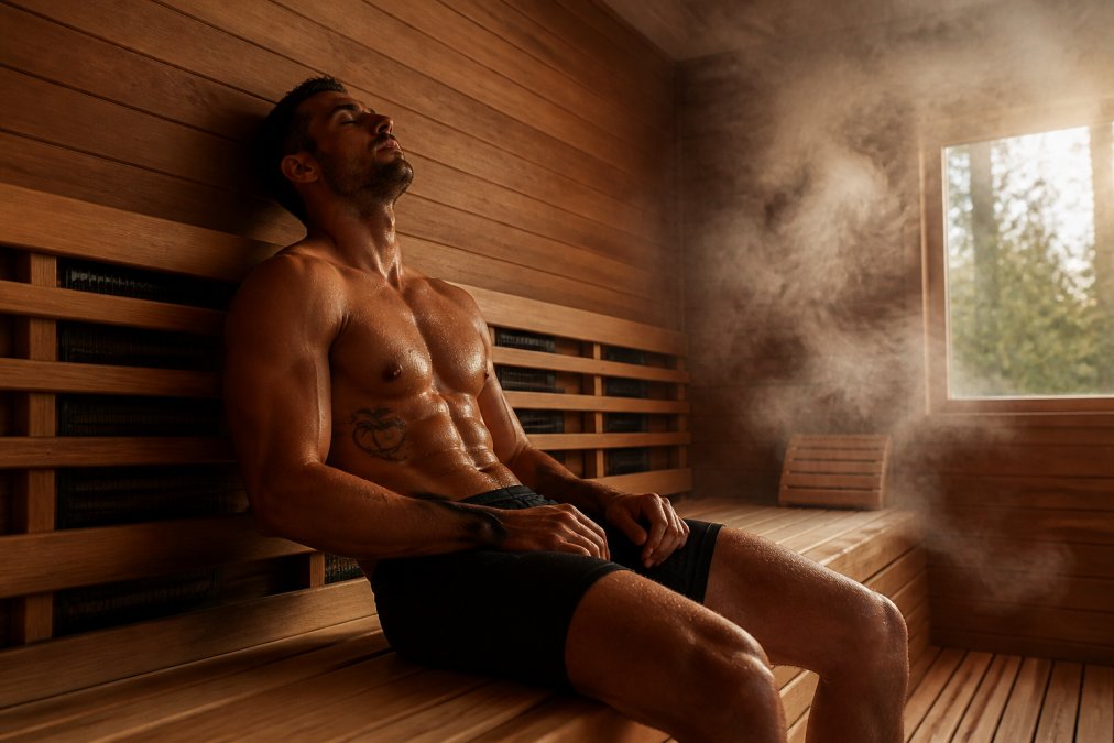 Professional illustration showing Athlete for infrared vs traditional sauna