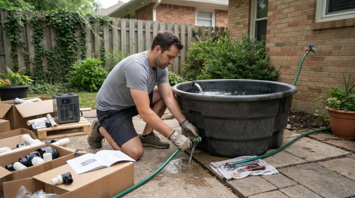 Professional illustration showing Close for install cold plunge