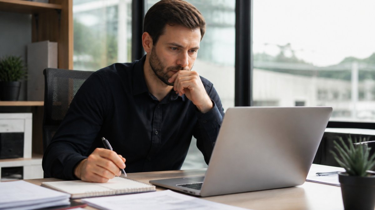 Profesional analizando datos para integrar formularios con CRM en un espacio de trabajo moderno