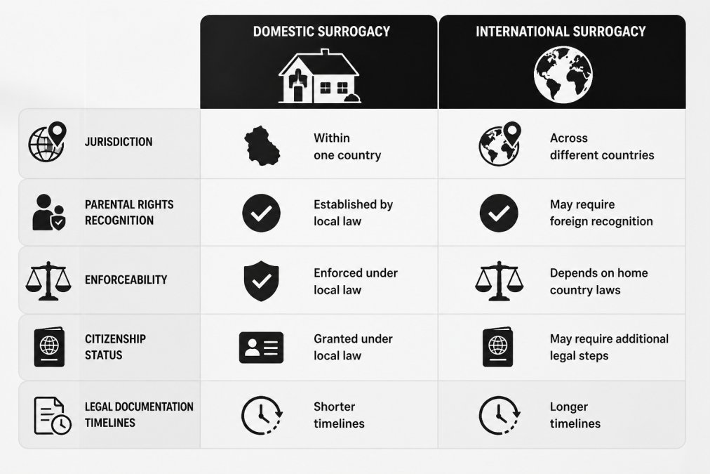 Visual comparison chart showing surrogacy legal differences