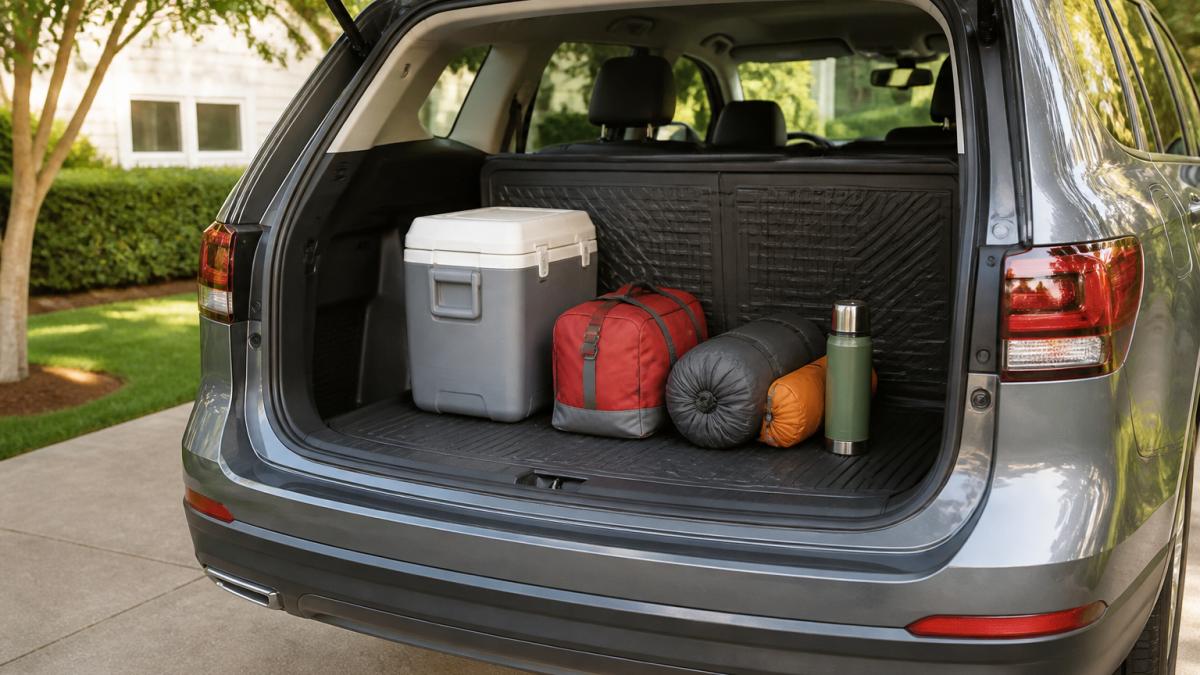 Infographic illustrating how a protective vehicle mat preserves interior value during outdoor activities