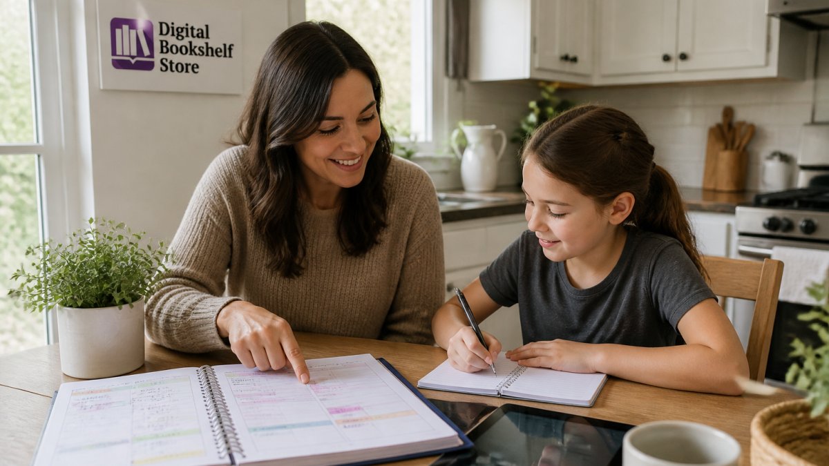 Comparison chart showing the workflow between paper and digital planners for homeschooling parents
