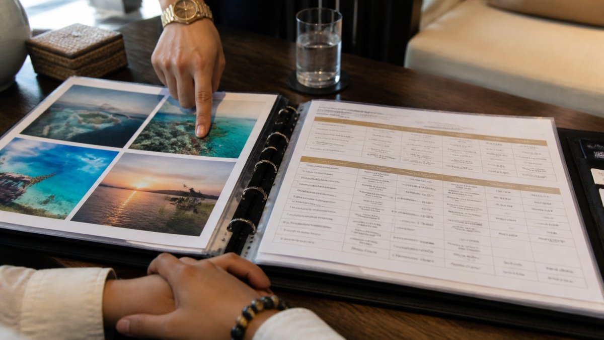 Detailed breakdown chart showing planning fees, commission structures, and real-world cost examples for different trip types (single-destination, multi-country, luxury, group travel) with visual comparison of total costs with and without advisor