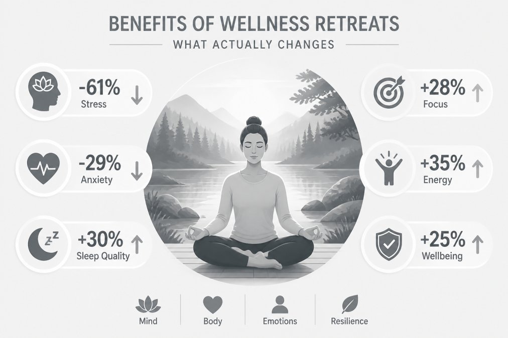 Person meditating peacefully in serene natural setting with calm water and forest surroundings, showing deep relaxation and mindfulness practice in soft morning light