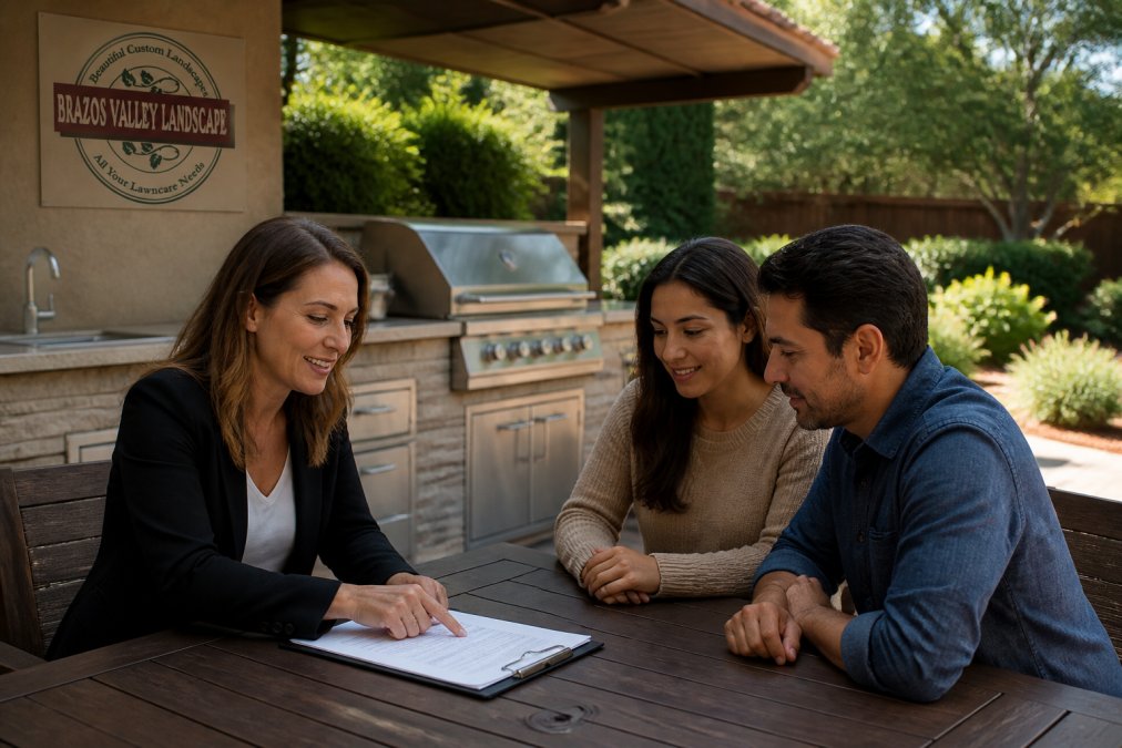 Infographic showing how a built-in outdoor kitchen impacts home appraisal value during a real estate consultation.