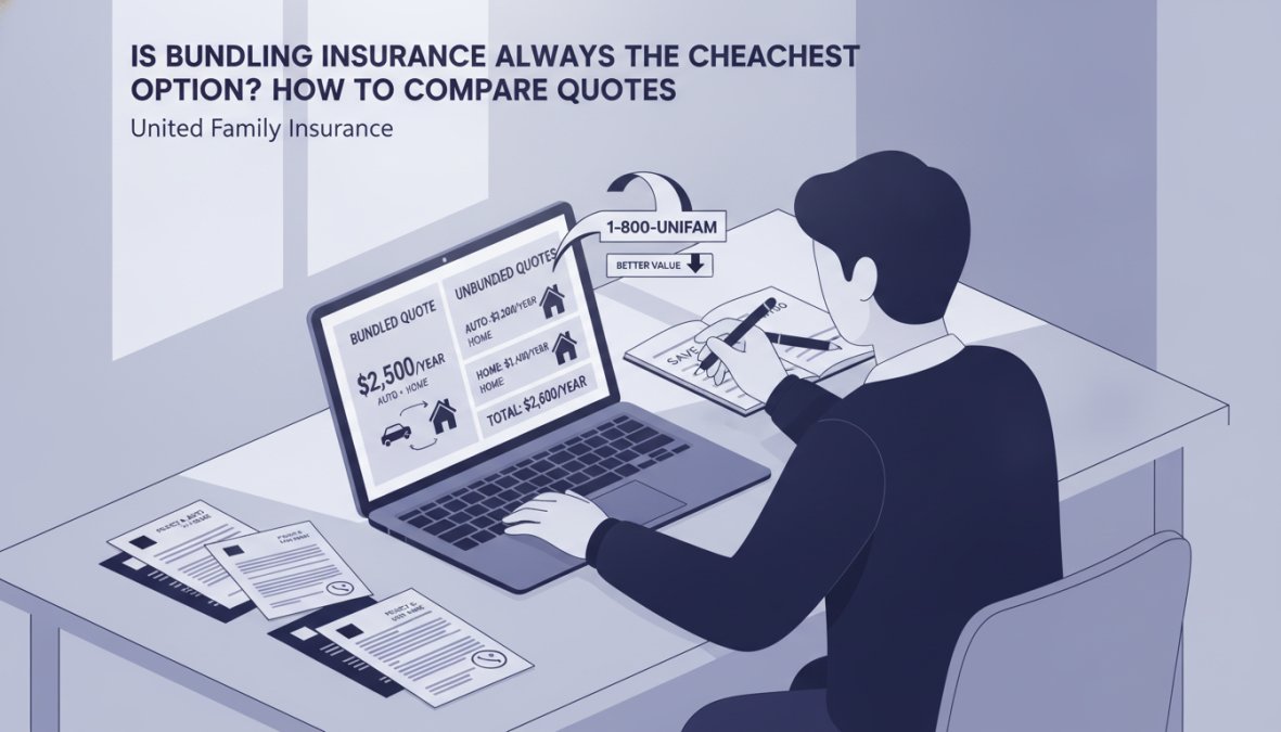 Person reviewing insurance quotes on laptop with notebook and pen, comparing multiple policy documents spread across desk in natural daylight