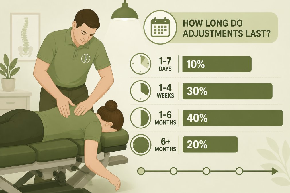 Chiropractor performing spinal adjustment on patient lying face-down on treatment table in clinical setting with soft overhead lighting