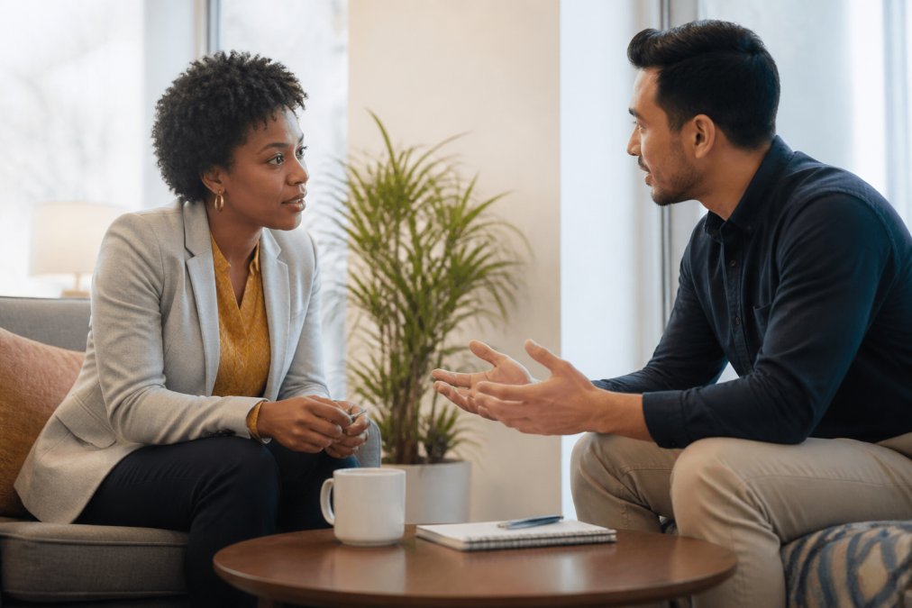 Professional illustration showing Two for conflict resolution training