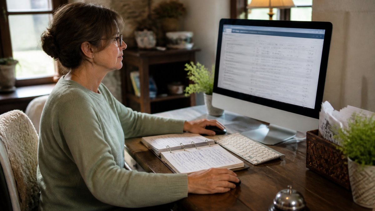 B&B owner checking reservation security settings, showing if cyber insurance worth cost is a necessary investment.
