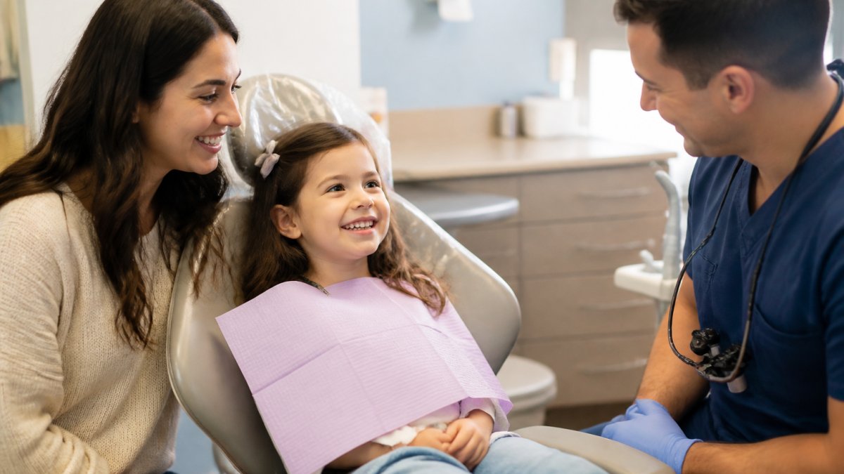 A parent and child smiling in a dental office where a dental membership worth it provides quality care. A parent and child smiling in a dental office where a dental membership worth it provides quality care.