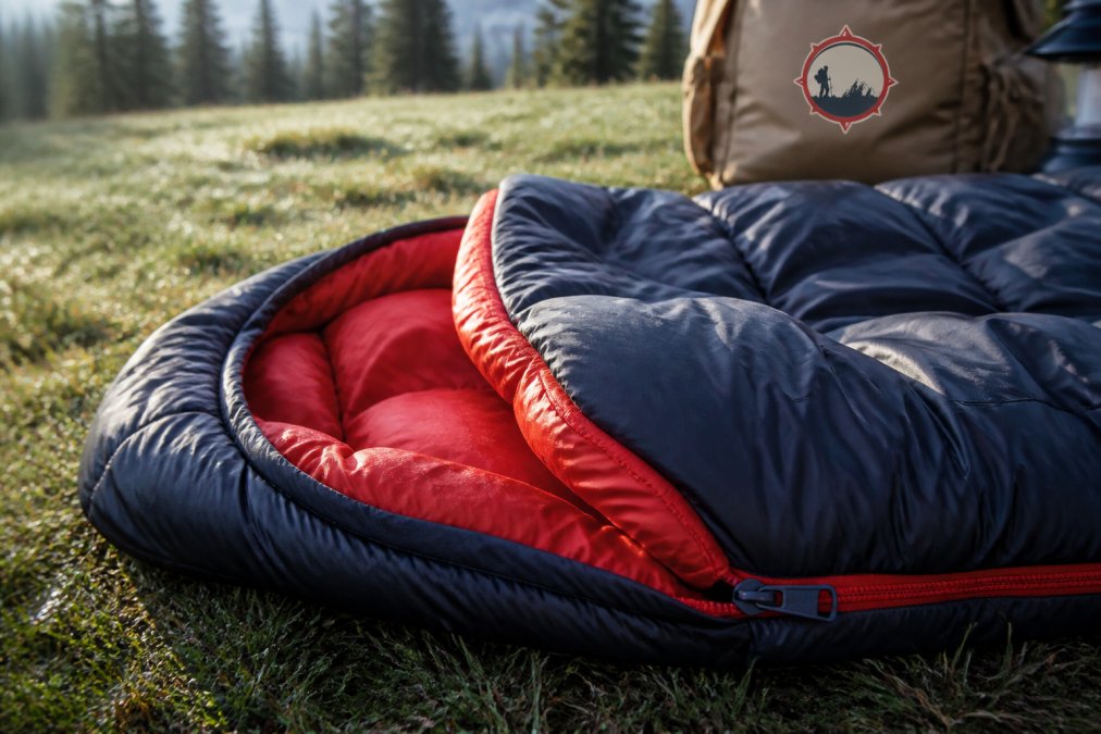 Diagram illustrating the quality features of expensive camping gear, including fabric durability and stitching.