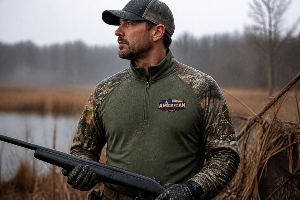 Professional illustration showing Hunter for expensive hunting gear