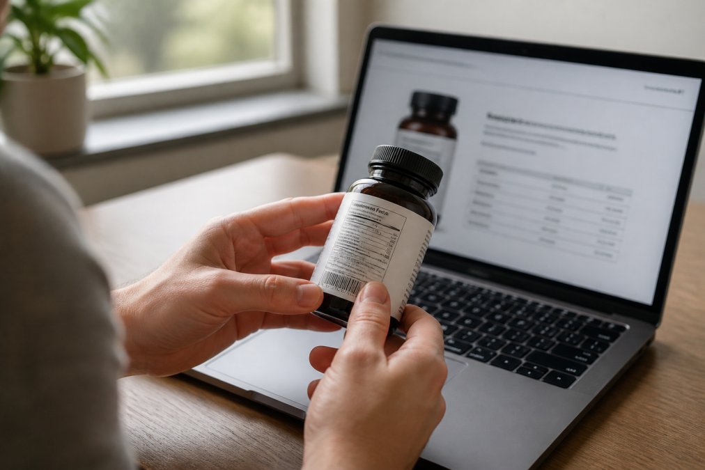 Step-by-step process for verifying supplement labels and lot numbers against manufacturer websites online