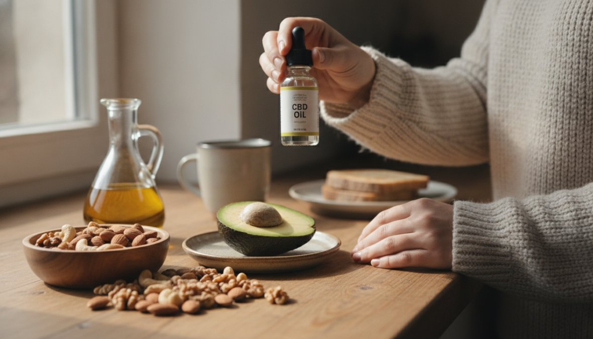 Professional illustration showing Person, CBD for is it safe to take cbd oil on an empty stomach