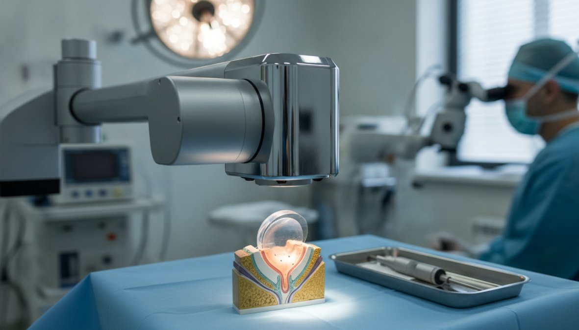 Professional illustration showing Close, LASIK for laser eye surgery permanent