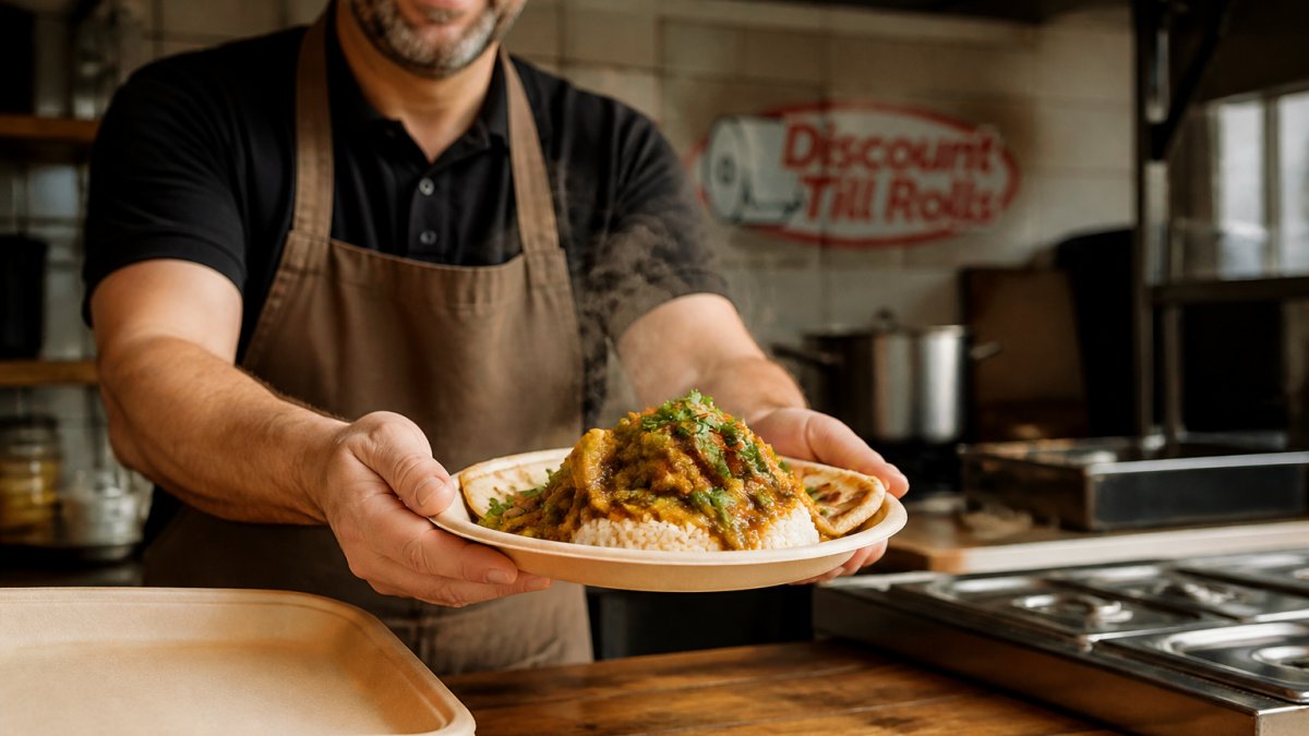 Palm leaf plates suit hot food at serving heat, not cooking heat.