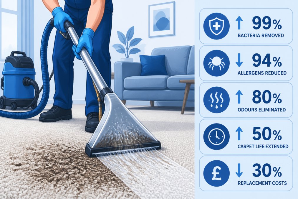 Illustration showing the benefits of professional carpet cleaning worth