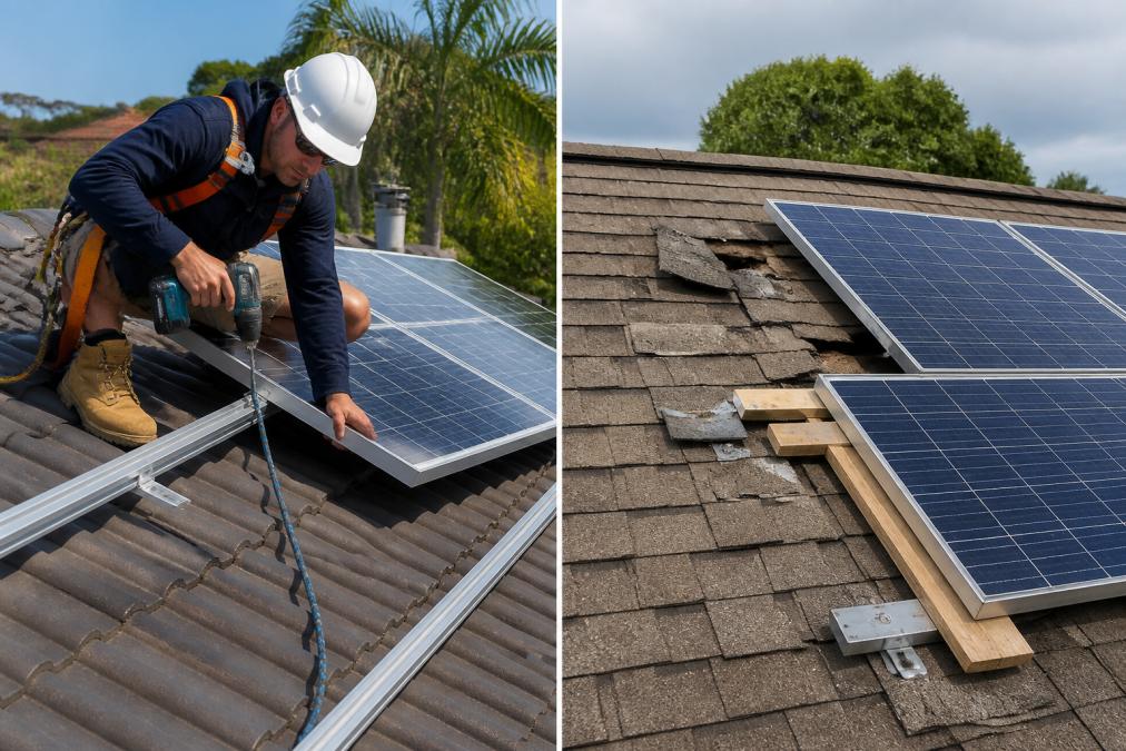 Infographic comparing costs and safety steps when considering is professional solar installation worth the cost