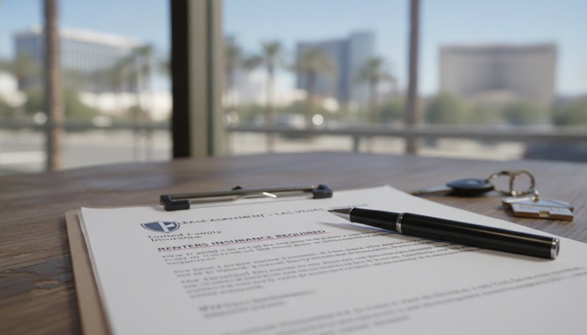 Professional illustration showing renter and reviewing and lease concepts for renters insurance required