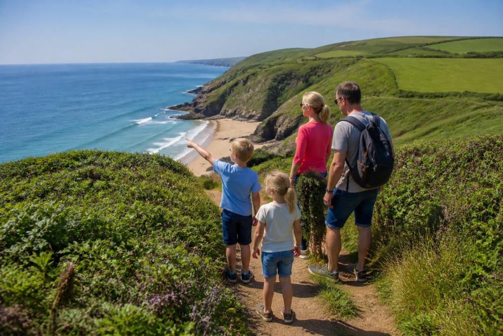 Professional illustration showing coastal and family and walking concepts for is south devon good for families
