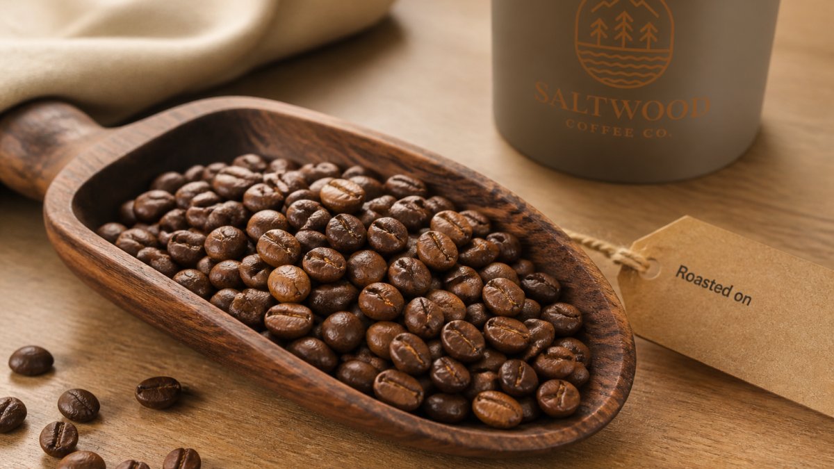 Diagram showing the quality factors of specialty coffee beans including roast dates and bean appearance.