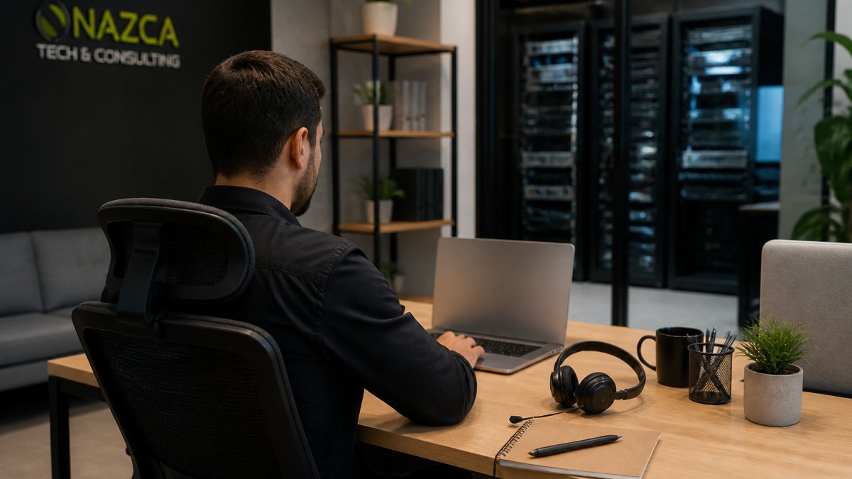IT manager monitoring cloud dashboards and network infrastructure to provide IT infrastructure support for growing startups