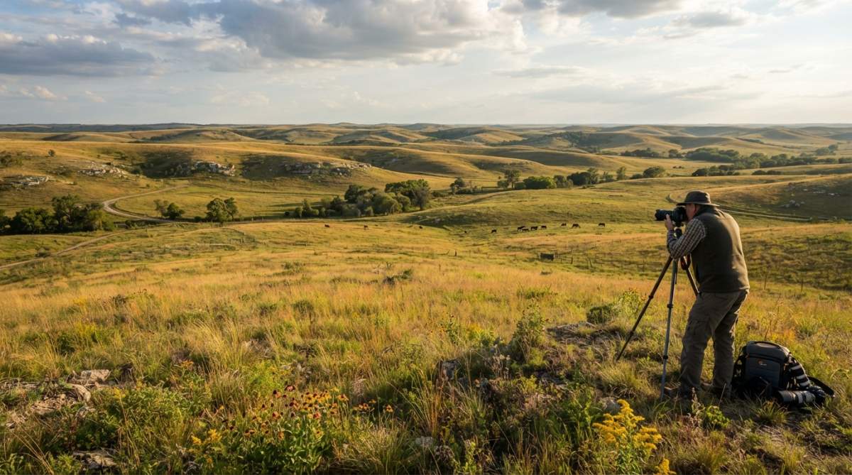 Professional illustration showing Wide, Flint Hills for Kansas landscape photography