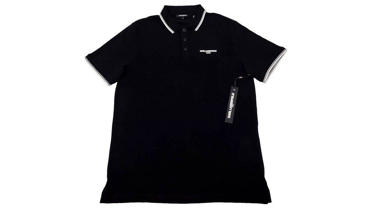 Karl Lagerfeld Men's Polo Shirt Size Large Color Black (NEW WITH ORIGINAL TAGS)