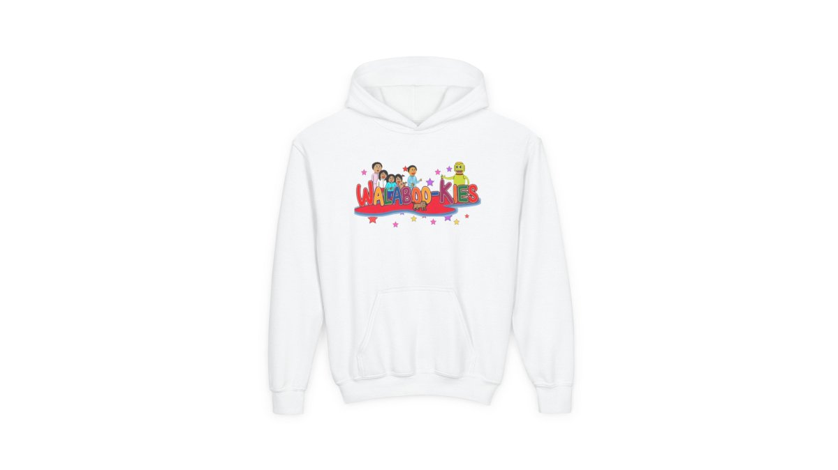 Kids' Hooded Sweatshirt - 'Walabookies' Colorful Cartoon Logo Pullover