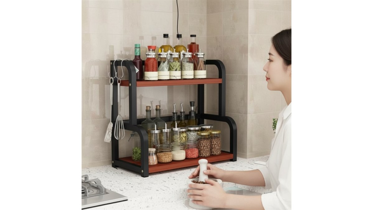 Kitchen Storage Rack – 2-Tier Counter Organizer - No Drill